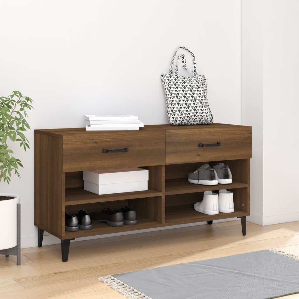 Schuhschrank Braun Eichen-Optik 102x35x55 cm Holzwerkstoff - Pazzar.ch