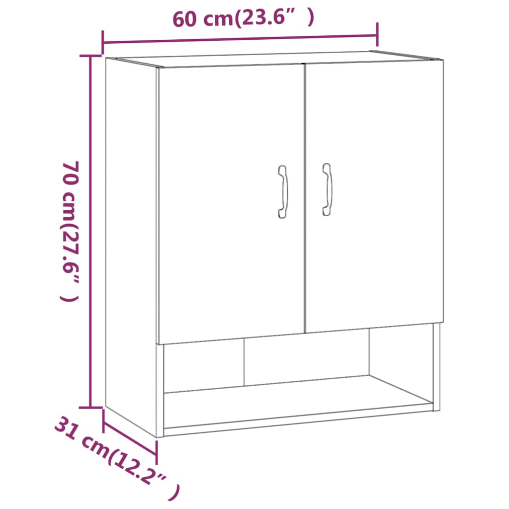Wandschrank Räuchereiche 60x31x70 cm Holzwerkstoff - Pazzar.ch