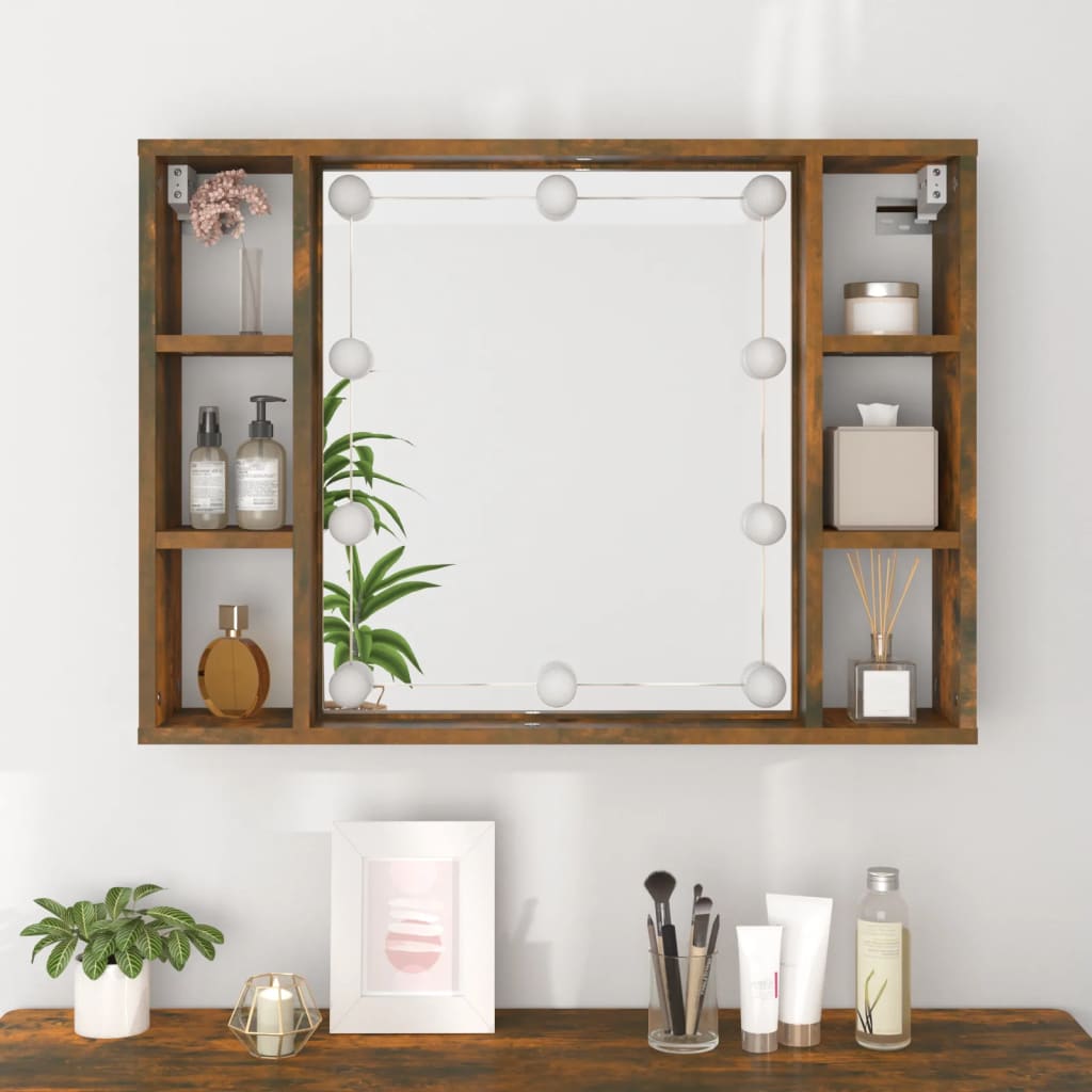 Spiegelschrank mit LED Räuchereiche 76x15x55 cm - Pazzar.ch