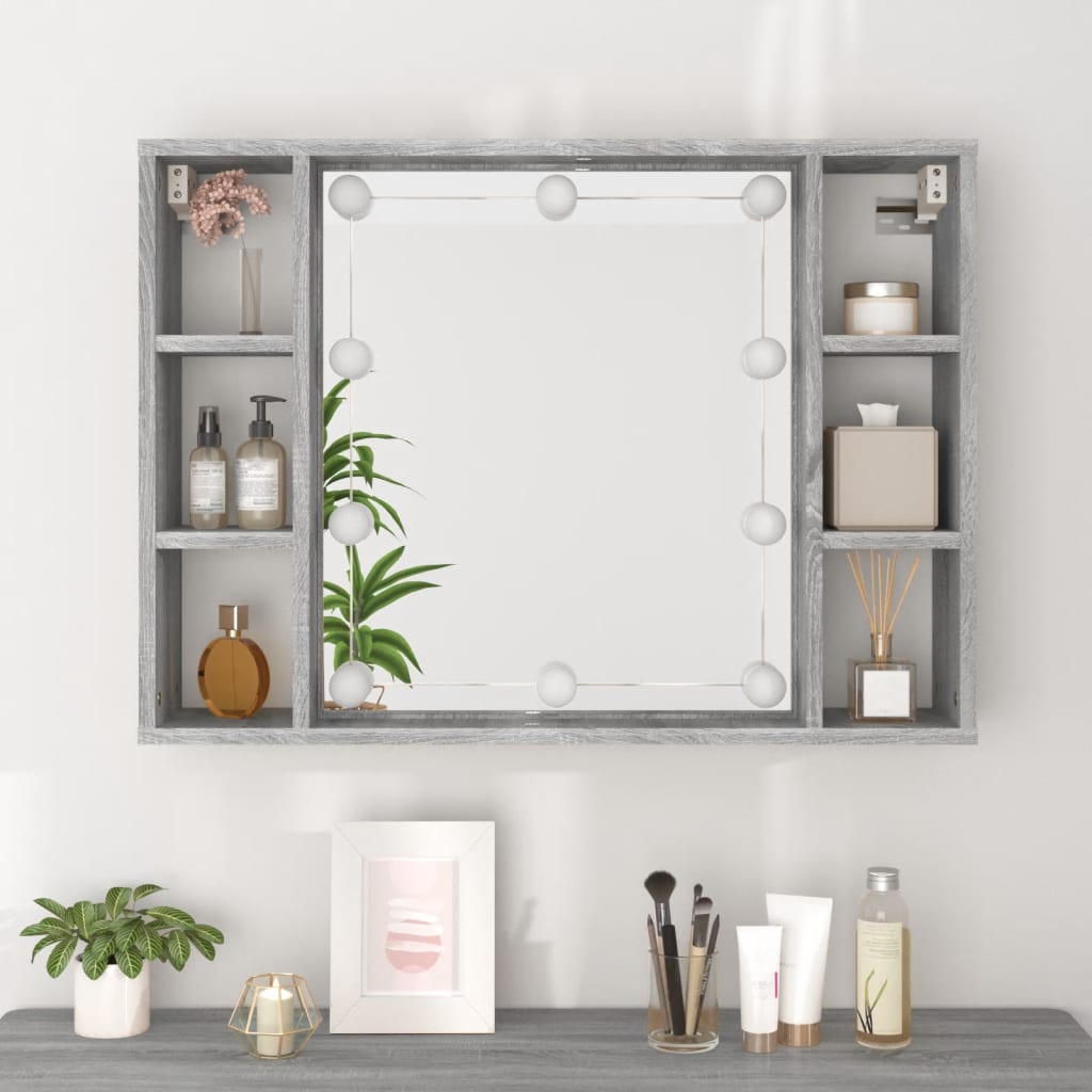 Spiegelschrank mit LED Grau Sonoma 76x15x55 cm - Pazzar.ch