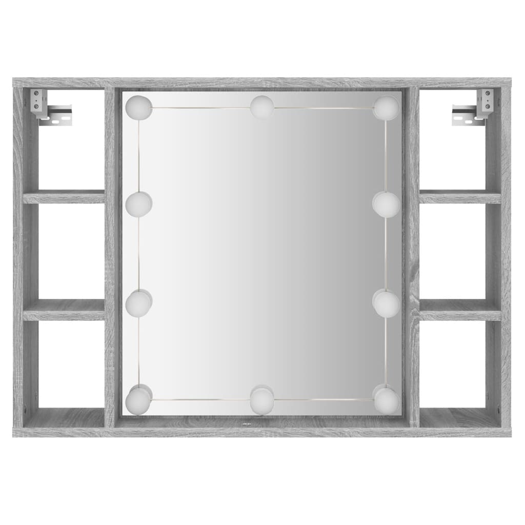 Spiegelschrank mit LED Grau Sonoma 76x15x55 cm