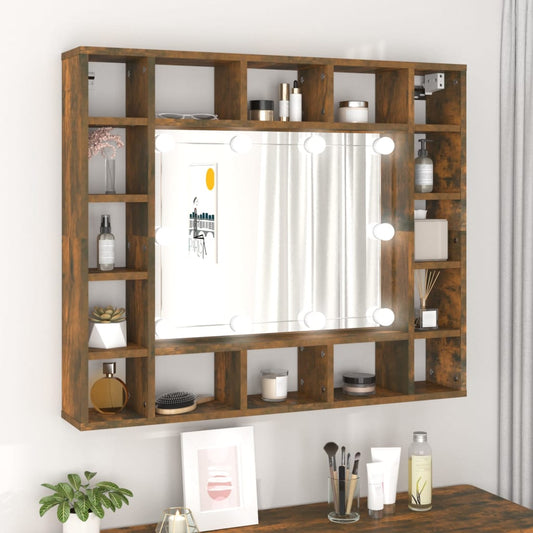 Spiegelschrank mit LED Räuchereiche 91x15x76,5 cm - Pazzar.ch