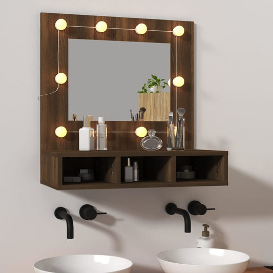 Spiegelschrank mit LED Braun Eiche-Optik 60x31,5x62 cm - Pazzar.ch