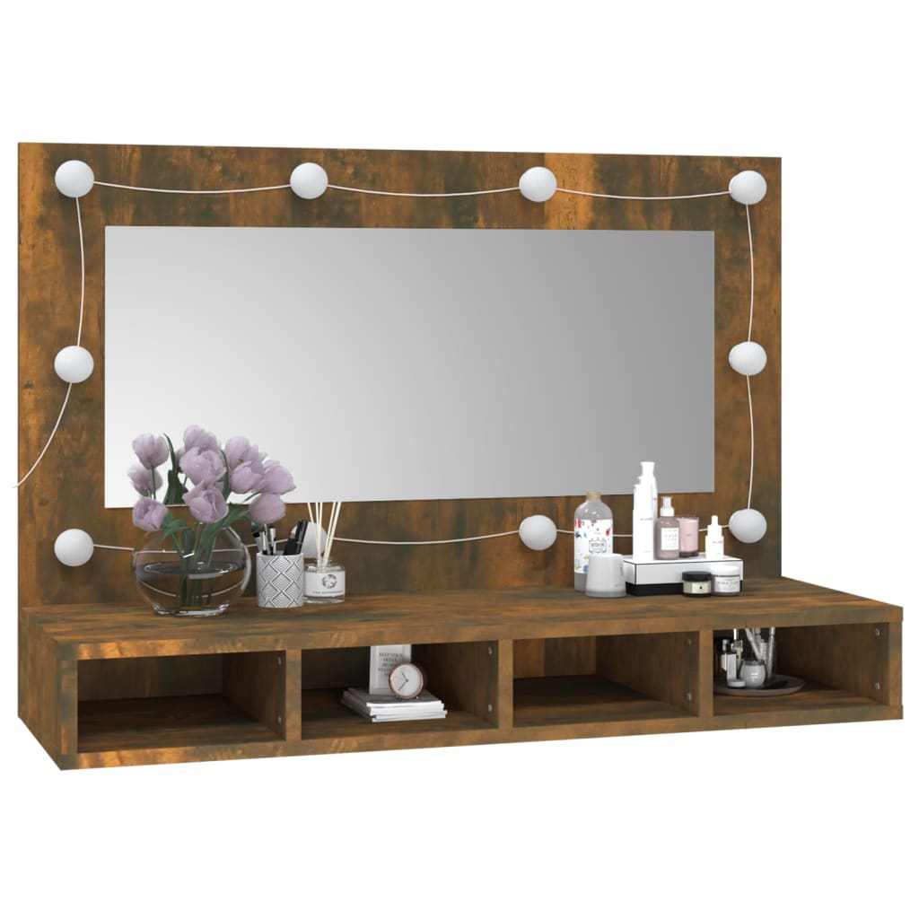 Spiegelschrank mit LED Räuchereiche 90x31,5x62 cm - Pazzar.ch