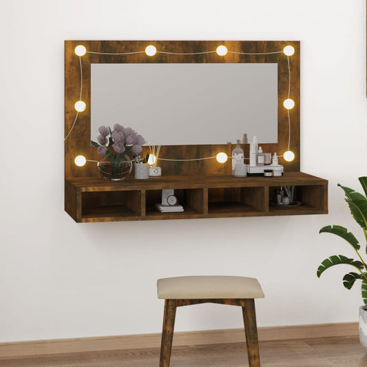 Spiegelschrank mit LED Räuchereiche 90x31,5x62 cm - Pazzar.ch