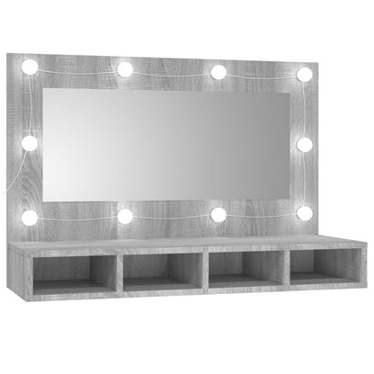 Spiegelschrank mit LED Grau Sonoma 90x31,5x62 cm - Pazzar.ch
