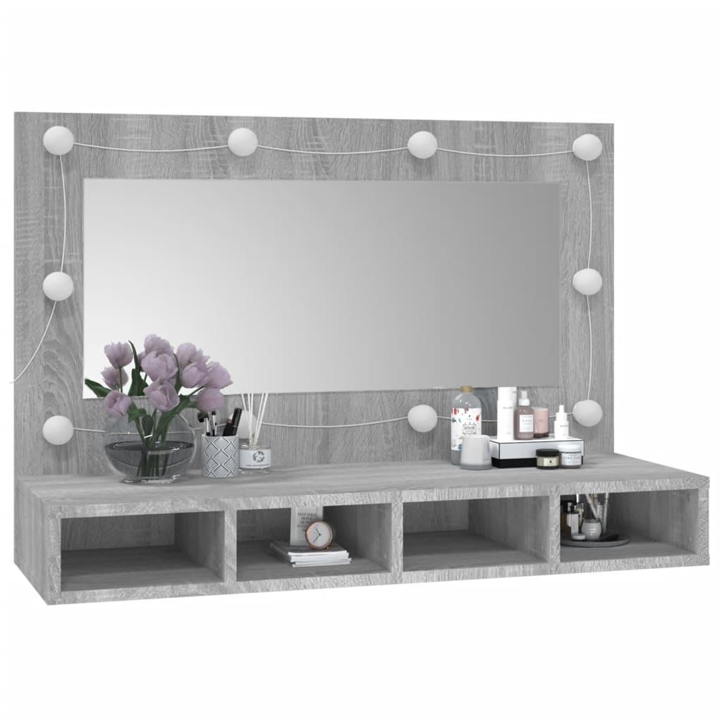 Spiegelschrank mit LED Grau Sonoma 90x31,5x62 cm - Pazzar.ch