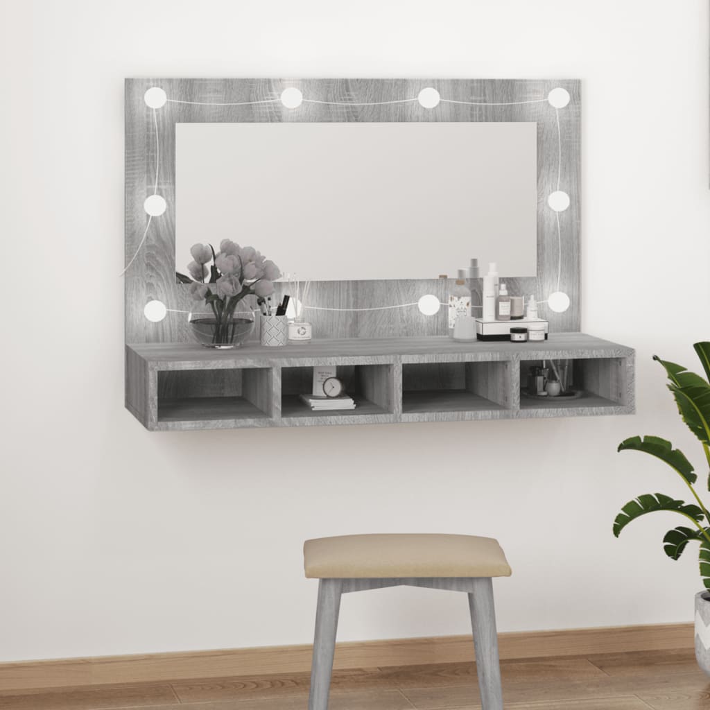 Spiegelschrank mit LED Grau Sonoma 90x31,5x62 cm - Pazzar.ch