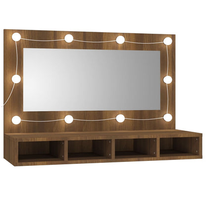 Spiegelschrank mit LED Braun Eiche-Optik 90x31,5x62 cm - Pazzar.ch