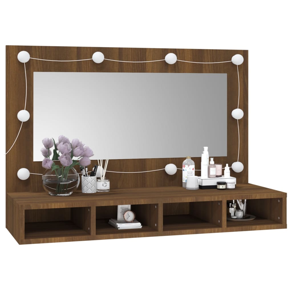 Spiegelschrank mit LED Braun Eiche-Optik 90x31,5x62 cm - Pazzar.ch
