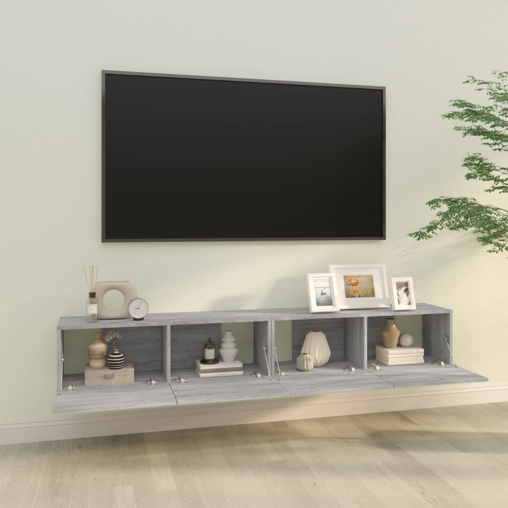 TV-Wandschränke 2 Stk. Grau Sonoma 100x30x30 cm Holzwerkstoff - Pazzar.ch