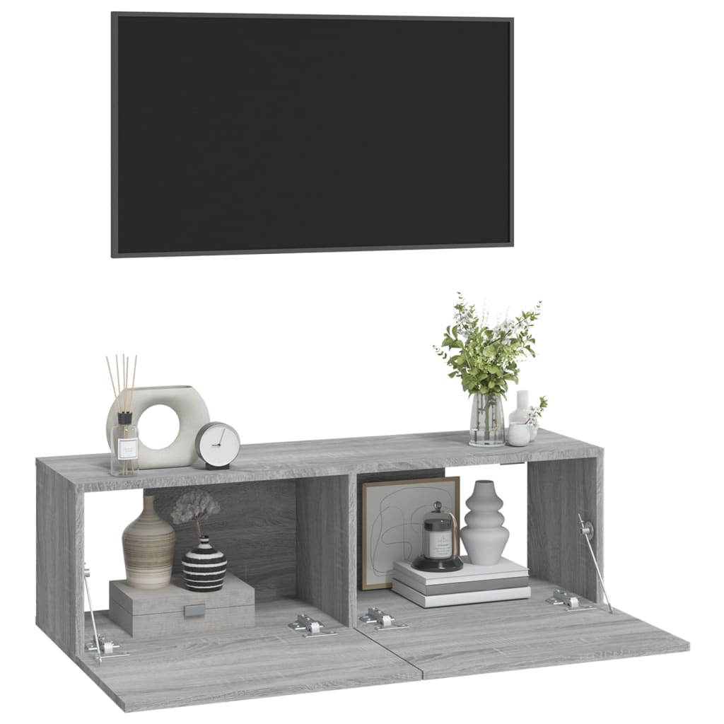 TV-Wandschränke 2 Stk. Grau Sonoma 100x30x30 cm Holzwerkstoff - Pazzar.ch