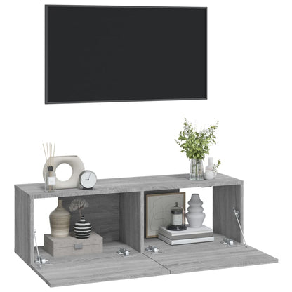 TV-Wandschränke 2 Stk. Grau Sonoma 100x30x30 cm Holzwerkstoff - Pazzar.ch