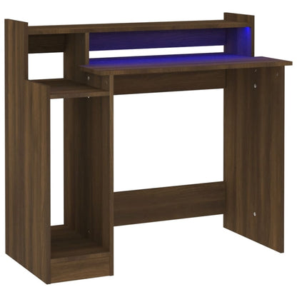 Schreibtisch mit LEDs Braun Eiche-Optik 97x45x90 Holzwerkstoff - Pazzar.ch