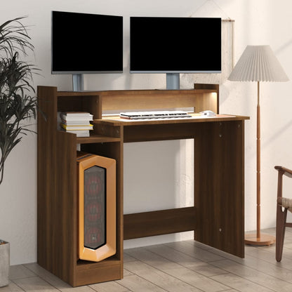 Schreibtisch mit LEDs Braun Eiche-Optik 97x45x90 Holzwerkstoff - Pazzar.ch