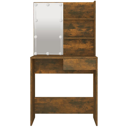 Schminktisch mit LED Räuchereiche 74,5x40x141 cm - Pazzar.ch