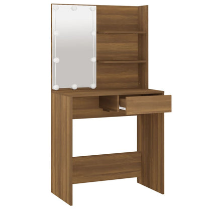 Schminktisch mit LED Braun Eiche 74,5x40x141 cm - Pazzar.ch