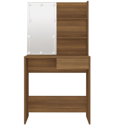 Schminktisch mit LED Braun Eiche 74,5x40x141 cm - Pazzar.ch
