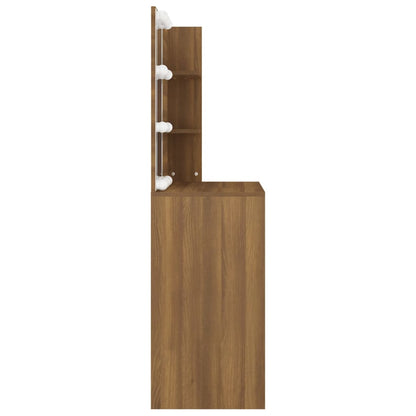 Schminktisch mit LED Braun Eiche 74,5x40x141 cm - Pazzar.ch