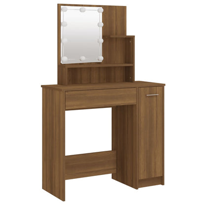 Schminktisch mit LED Braun Eichen-Optik 86,5x35x136 cm - Pazzar.ch