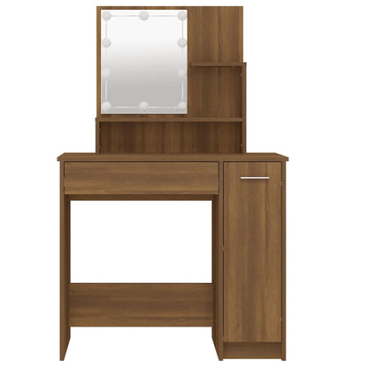 Schminktisch mit LED Braun Eichen-Optik 86,5x35x136 cm - Pazzar.ch