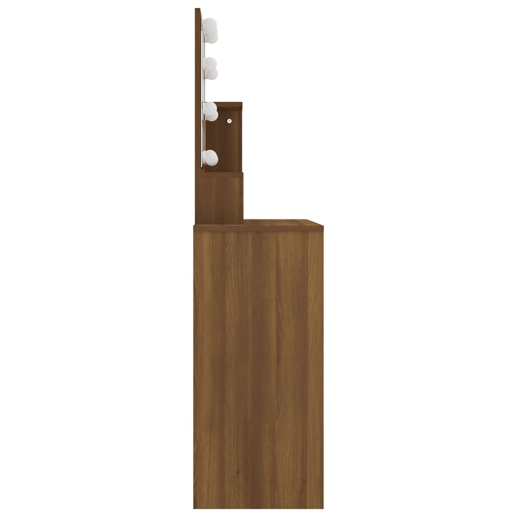 Schminktisch mit LED Braun Eichen-Optik 86,5x35x136 cm - Pazzar.ch