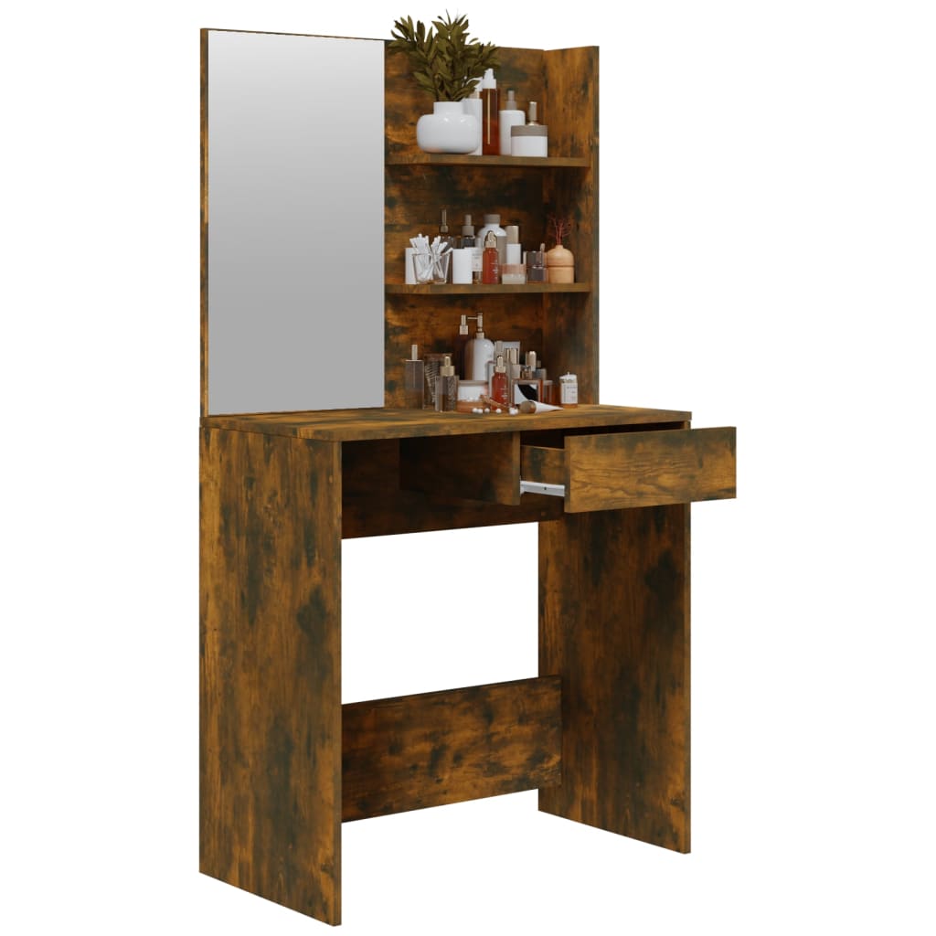 Schminktisch mit Spiegel Räuchereiche 74,5x40x141 cm - Pazzar.ch