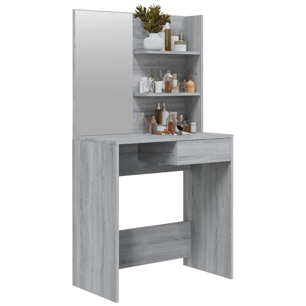 Schminktisch mit Spiegel Grau Sonoma 74,5x40x141 cm - Pazzar.ch