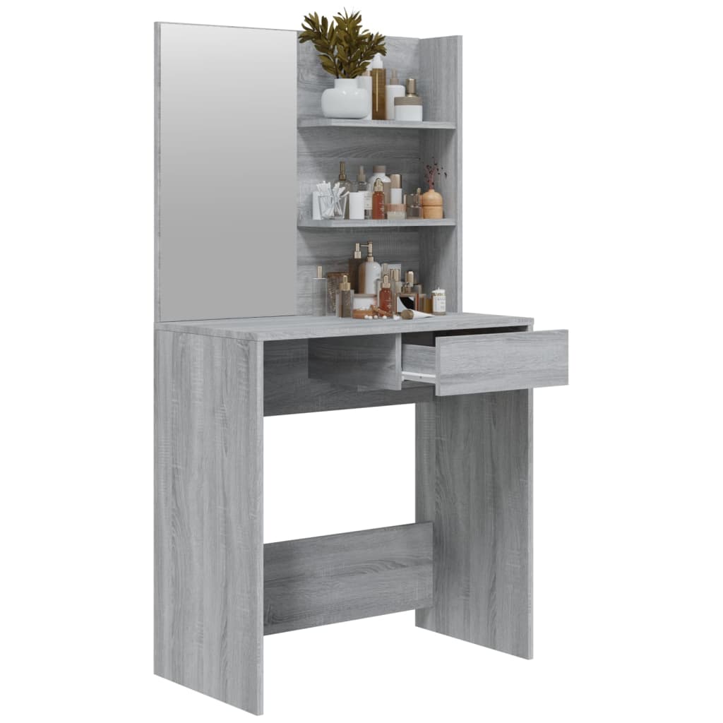 Schminktisch mit Spiegel Grau Sonoma 74,5x40x141 cm - Pazzar.ch