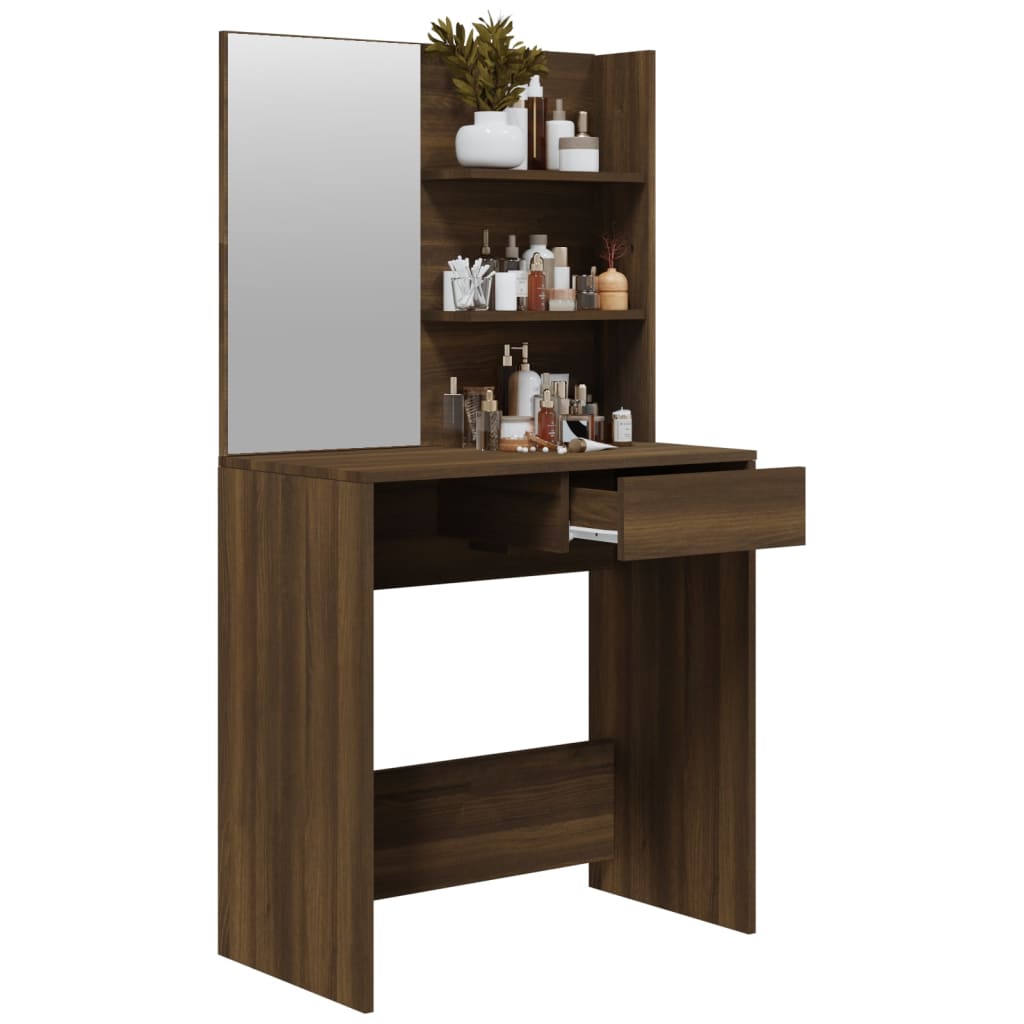 Schminktisch mit Spiegel Braun Eiche 74,5x40x141 cm - Pazzar.ch