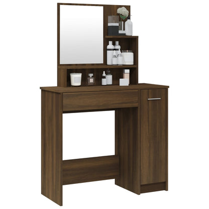 Schminktisch mit Spiegel Braun Eichen-Optik 86,5x35x136 cm - Pazzar.ch