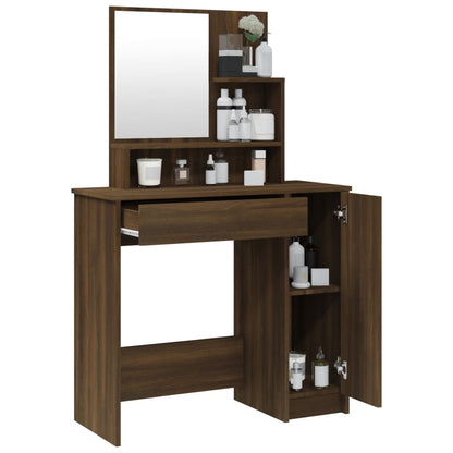 Schminktisch mit Spiegel Braun Eichen-Optik 86,5x35x136 cm - Pazzar.ch