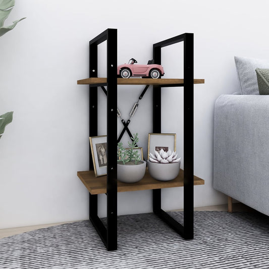 Bücherregal 2 Fächer Braun Eiche-Optik 40x30x70cm Holzwerkstoff - Pazzar.ch