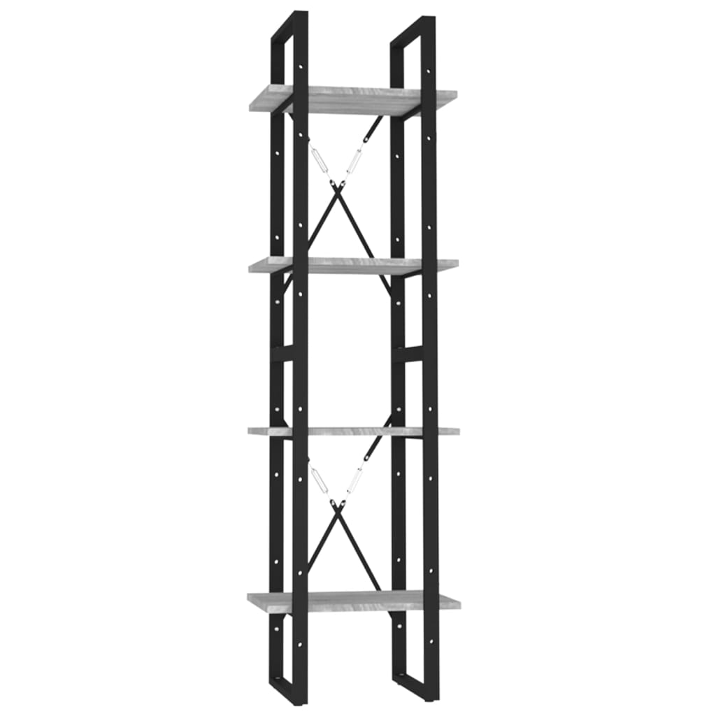 Bücherregal 4 Fächer Grau Sonoma 40x30x140 cm Holzwerkstoff - Pazzar.ch