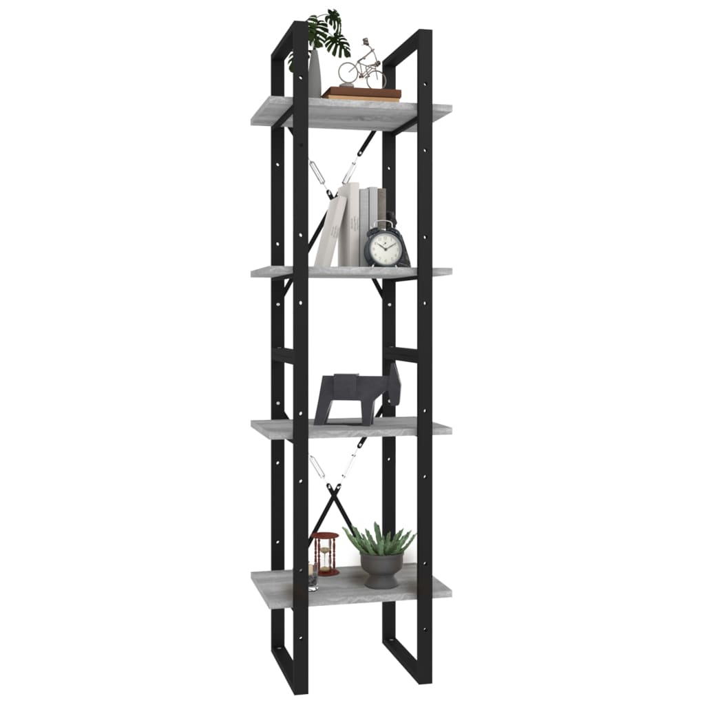 Bücherregal 4 Fächer Grau Sonoma 40x30x140 cm Holzwerkstoff - Pazzar.ch