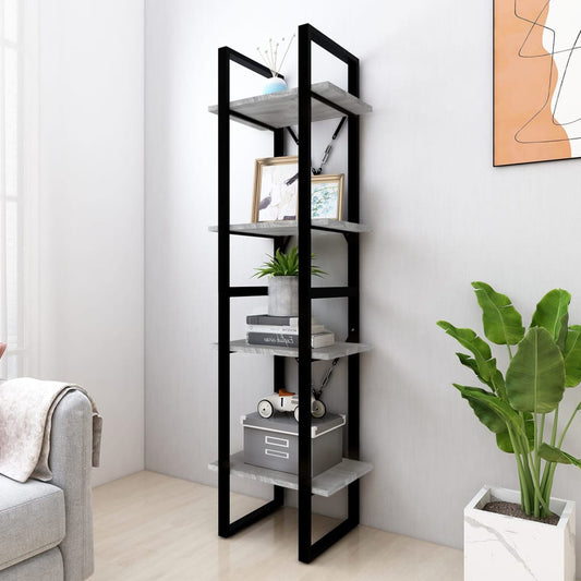 Bücherregal 4 Fächer Grau Sonoma 40x30x140 cm Holzwerkstoff - Pazzar.ch