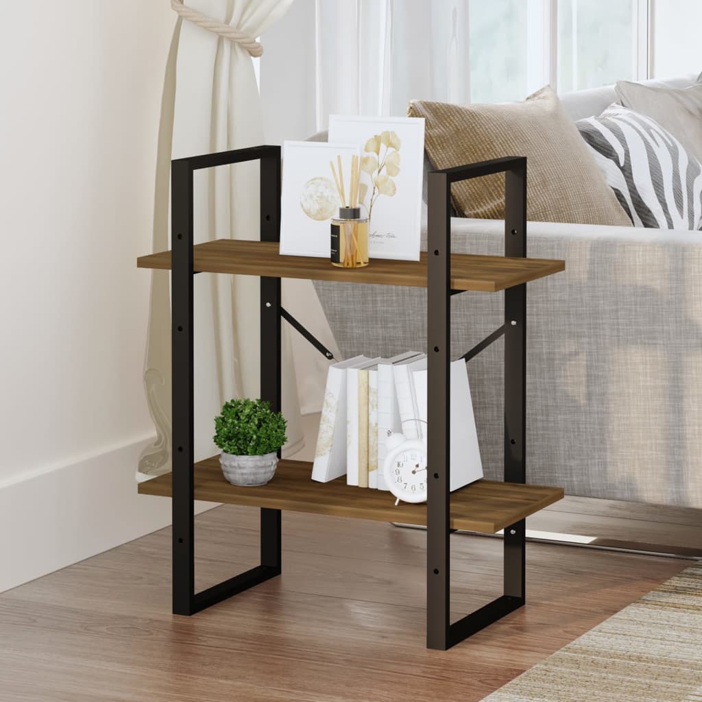 Bücherregal 2 Fächer Braun Eiche-Optik 60x30x70cm Holzwerkstoff - Pazzar.ch