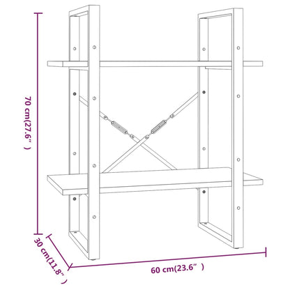 Bücherregal 2 Fächer Braun Eiche-Optik 60x30x70cm Holzwerkstoff - Pazzar.ch