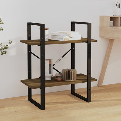 Bücherregal 2 Fächer Braun Eiche-Optik 60x30x70cm Holzwerkstoff - Pazzar.ch