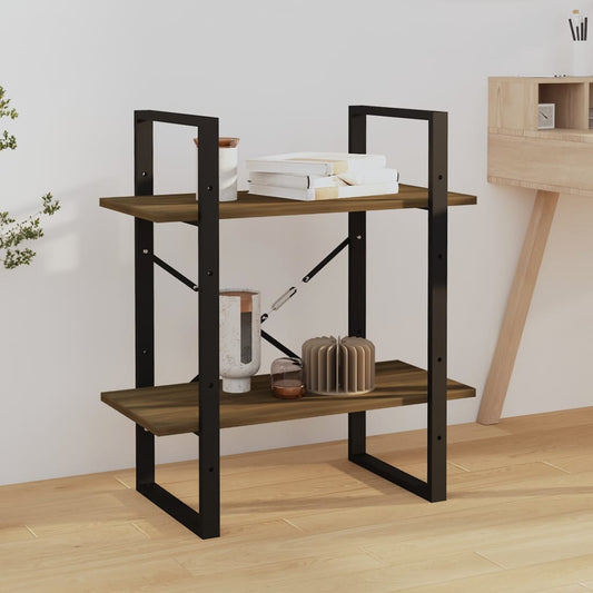 Bücherregal 2 Fächer Braun Eiche-Optik 60x30x70cm Holzwerkstoff - Pazzar.ch