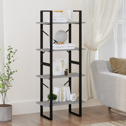 Bücherregal 4 Fächer Grau Sonoma 60x30x140 cm Holzwerkstoff - Pazzar.ch