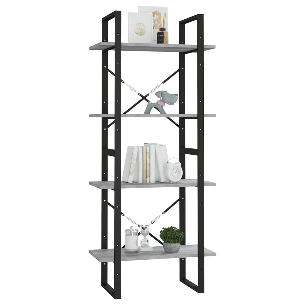 Bücherregal 4 Fächer Grau Sonoma 60x30x140 cm Holzwerkstoff - Pazzar.ch