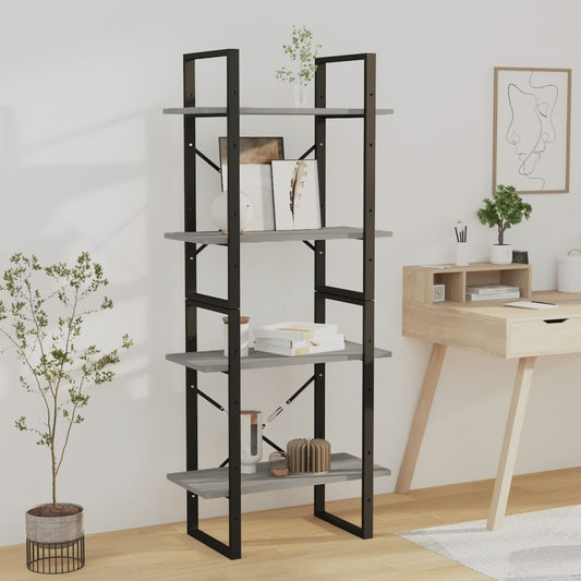 Bücherregal 4 Fächer Grau Sonoma 60x30x140 cm Holzwerkstoff - Pazzar.ch