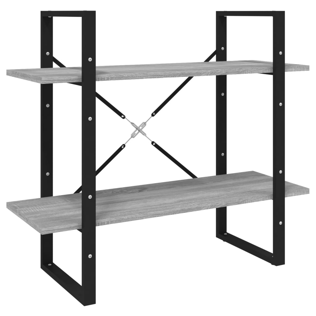 Bücherregal 2 Fächer Grau Sonoma 80x30x70 cm Holzwerkstoff - Pazzar.ch