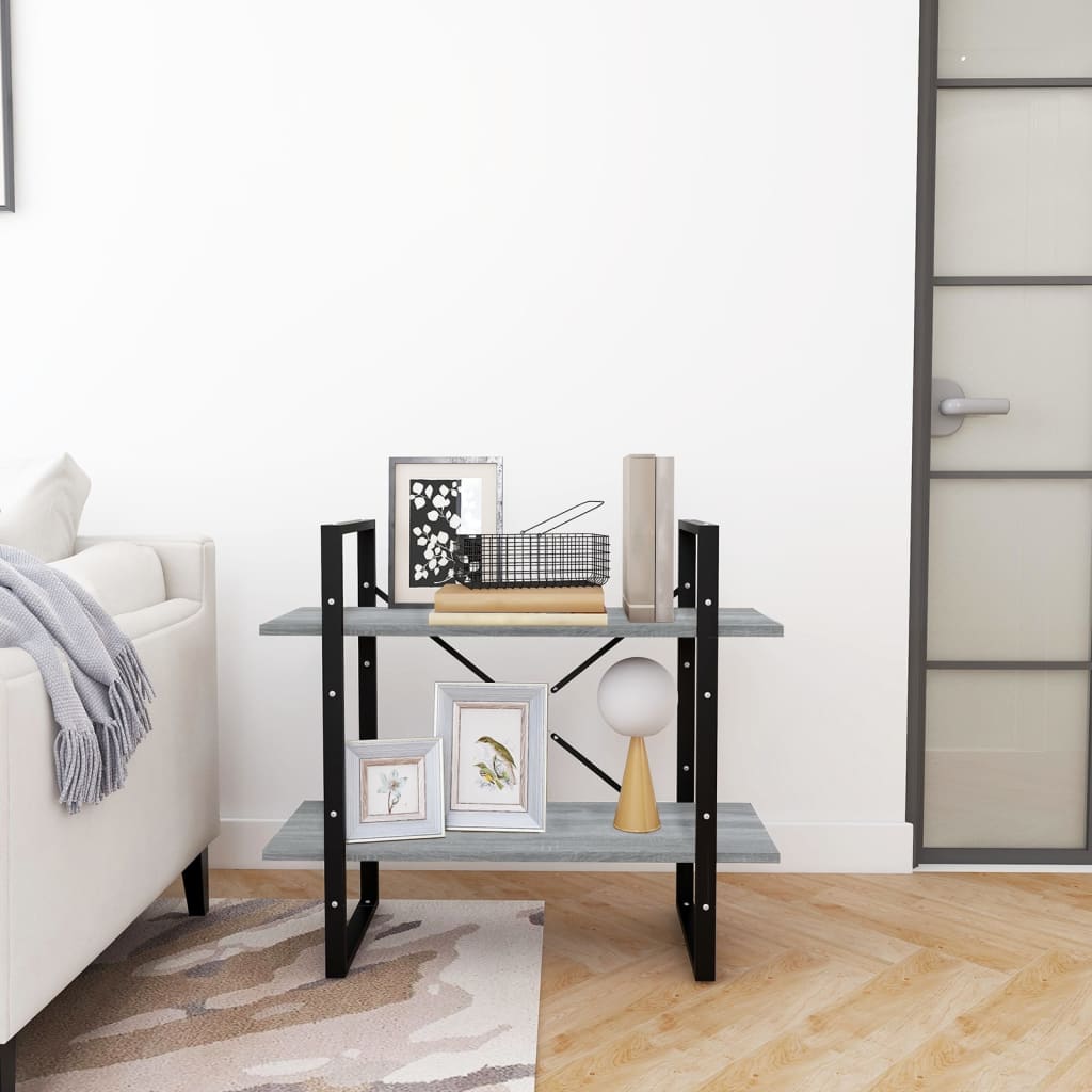 Bücherregal 2 Fächer Grau Sonoma 80x30x70 cm Holzwerkstoff - Pazzar.ch