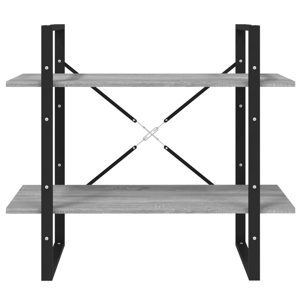 Bücherregal 2 Fächer Grau Sonoma 80x30x70 cm Holzwerkstoff - Pazzar.ch