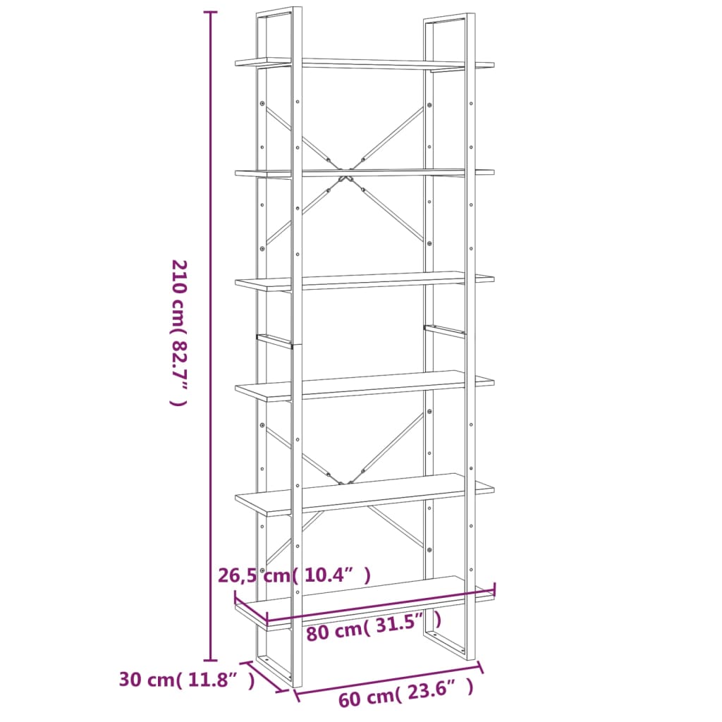 Hochschrank Grau Sonoma 80x30x210 cm Holzwerkstoff - Pazzar.ch