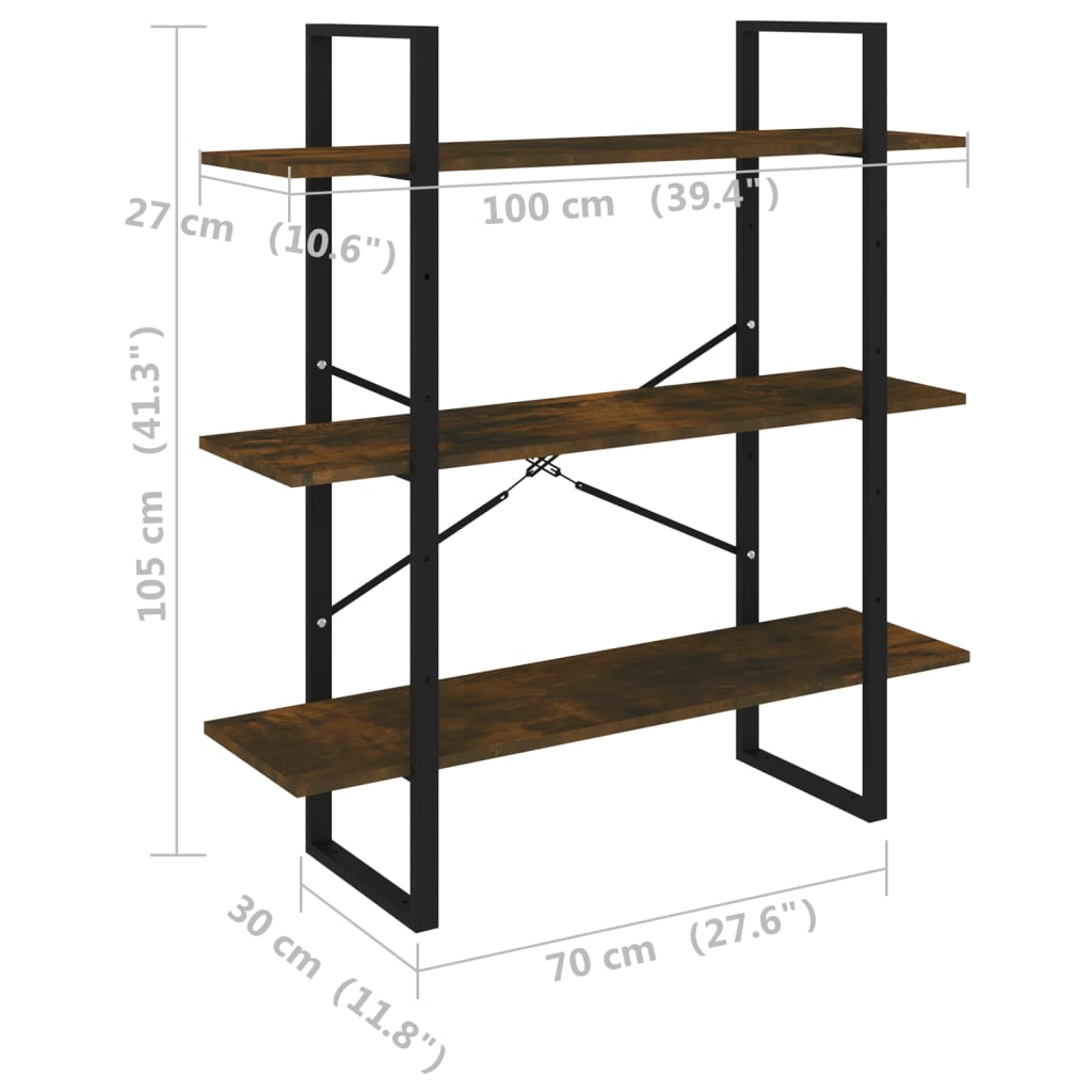 Bücherregal Räuchereiche 100x30x105 cm Holzwerkstoff - Pazzar.ch