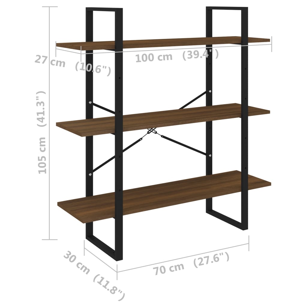Bücherregal Braun Eichen-Optik 100x30x105 cm Holzwerkstoff - Pazzar.ch