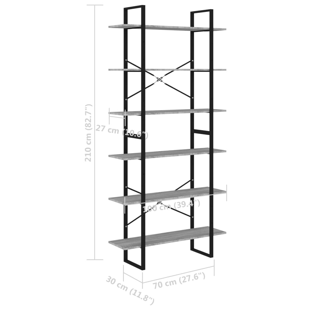 Hochschrank Grau Sonoma 100x30x210 cm Holzwerkstoff - Pazzar.ch